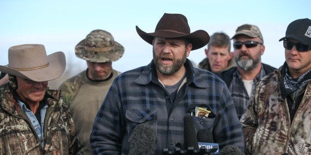 BURNS, OR - JANUARY 06: Ammon Bundy, the leader of an anti-government militia, speaks to members of the media in front of the Malheur National Wildlife Refuge Headquarters on January 6, 2016 near Burns, Oregon. An armed anti-government militia group continues to occupy the Malheur National Wildlife Headquarters as they protest the jailing of two ranchers for arson (Photo by Cem Ozdel/Anadolu Agency/Getty Images)