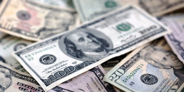 Close-up of US Dollar paper currencies.