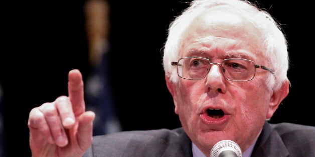 Democratic presidential candidate Bernie Sanders delivers a major policy address on Wall Street reform in New York on January 5, 2016. AFP PHOTO/KENA BETANCUR / AFP / KENA BETANCUR (Photo credit should read KENA BETANCUR/AFP/Getty Images)