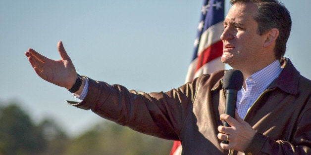 BLOOMINGDALE, GA - DECEMBER 19: Republican presidential candidate Sen. Ted Cruz (R-TX) speaks to crowd during a campaign rally at Ottawa Farms December 19, 2015 in Bloomingdale, Georgia. This stop on the 'Take off with Ted Cruz Country Christmas Tour' featured one of the largest crowds of his tour so far at one of the last cattle farms in the county. (Photo by Nicholas Pilch/Getty Images)