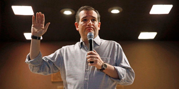 In this Jan. 8, 2016, photo, Republican presidential candidate, Sen. Ted Cruz, R-Texas, holds a town hall at Praise Community