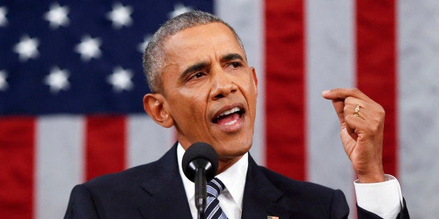 President Barack Obama delivers his State of the Union address before a joint session of Congress on Capitol Hill in Washington, Tuesday, Jan. 12, 2016. (AP Photo/Evan Vucci, Pool)