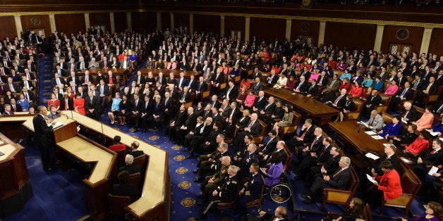 WASHINGTON, DC - JANUARY 12:US President Barack Obama delivers his State of the Union address before a joint session of Congress on January 12, 2016 at the US Capitol in Washington, DC. (Photo by Melina Mara/The Washington Post via Getty Images)