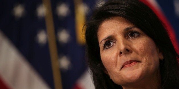 WASHINGTON, DC - SEPTEMBER 02: South Carolina Governor Nikki Haley addresses a Newsmaker Luncheon at the National Press Club