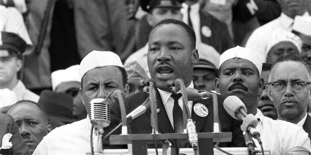 In this Aug. 28, 1963 photo, The Rev. Dr. Martin Luther King Jr., head of the Southern Christian Leadership Conference, gestures during his "I Have a Dream" speech as he addresses thousands of civil rights supporters gathered in Washington, D.C. onths before the Rev. Martin Luther King Jr. delivered his famous âI Have a Dreamâ speech to hundreds of thousands of people gathered in Washington in 1963, he fine-tuned his civil rights message before a much smaller audience in North Carolina. Reporters had covered Kingâs 55-minute speech at a high school gymnasium in Rocky Mount on Nov. 27, 1962, but a recording wasnât known to exist until English professor Jason Miller found an aging reel-to-reel tape in the townâs public library. (AP Photo)