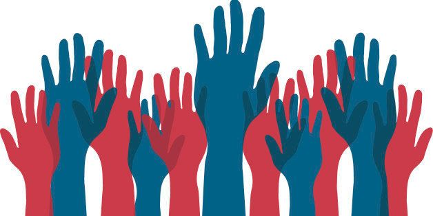 Arms raised for voting.