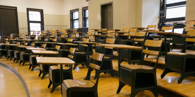 Desks in classroom