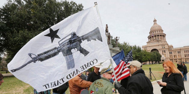 AUSTIN, TX - JANUARY 1: On January 1, 2016, the open carry law took effect in Texas, and 2nd Amendment activists held an open