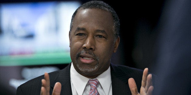 Ben Carson, retired neurosurgeon and 2016 Republican presidential candidate, speaks during a Bloomberg Politics interview in