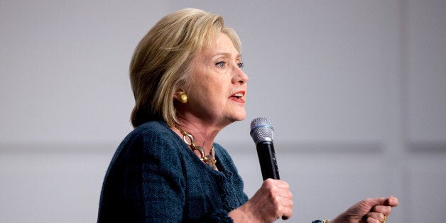 Democratic presidential candidate Hillary Clinton speaks at a rally at Gallagher Bluedorn Performing Arts Center at University of Northern Iowa in Cedar Falls, Iowa, Tuesday, Jan. 26, 2016. (AP Photo/Andrew Harnik)