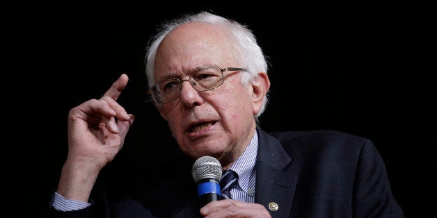 DES MOINES, IA - JANUARY 28 : Democratic presidential candidate Bernie Sanders speaks to students at Roosevelt High School during a campaign event January 28, 2016 in Des Moines, Iowa. Sanders, who is seeking the nomination for the Democratic Party is on the presidential campaign trail across Iowa ahead of the Iowa Caucus taking place February 1, a week before the New Hampshire Primaries. Joshua Lott for The Washington Post via Getty Images