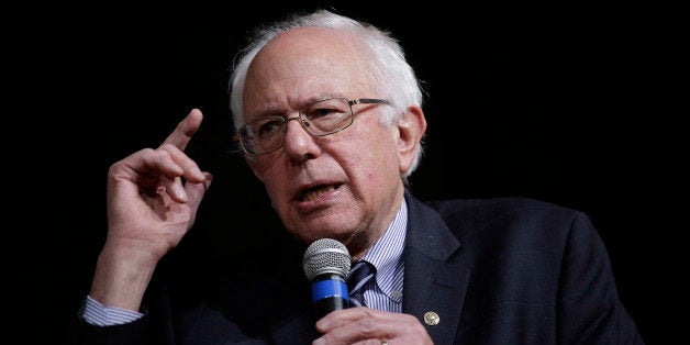 DES MOINES, IA - JANUARY 28 : Democratic presidential candidate Bernie Sanders speaks to students at Roosevelt High School during a campaign event January 28, 2016 in Des Moines, Iowa. Sanders, who is seeking the nomination for the Democratic Party is on the presidential campaign trail across Iowa ahead of the Iowa Caucus taking place February 1, a week before the New Hampshire Primaries. Joshua Lott for The Washington Post via Getty Images