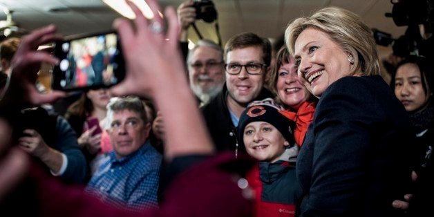 Adel, IA - JANUARY 27: Former Secretary of State Hillary Clinton meets Iowa voters at Adel Family Fun Center in Adel, Iowa on