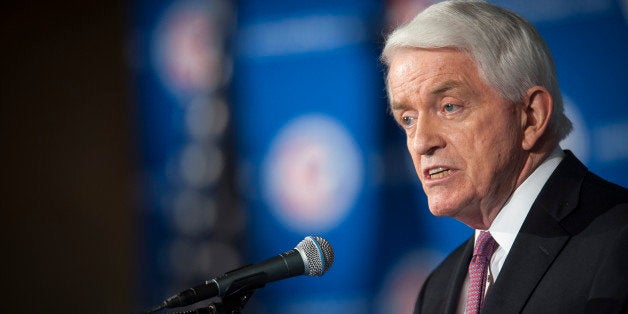 Thomas 'Tom' Donohue, president and chief executive officer of the U.S. Chamber of Commerce, gives the annual State of American Business address at the chamber in Washington, D.C., U.S., on Wednesday, Jan. 14, 2015. Donohue said increasing taxes on gas is the easiest way to replenish the Highway Trust Fund and warned that 'pretty soon we're going to have a crisis' with U.S. highway infrastructure. Photographer: Pete Marovich/Bloomberg via Getty Images 