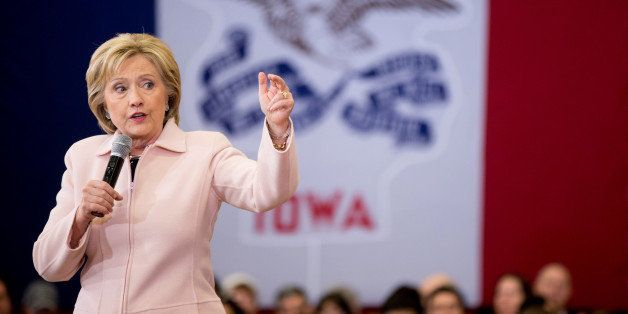 Democratic presidential candidate Hillary Clinton speaks at a rally at Grand View University in Des Moines, Iowa, Friday, Jan. 29, 2016. (AP Photo/Andrew Harnik)