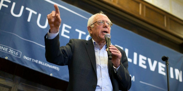 Democratic presidential candidate Sen. Bernie Sanders, I-Vt., speaks during a meeting with volunteers at Iowa State University, on Sunday, Jan. 31, 2016, in Ames, Iowa. (AP Photo/Evan Vucci)