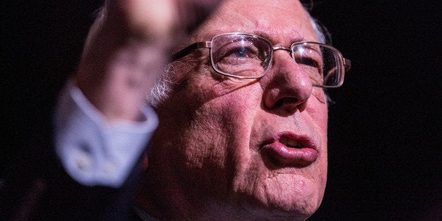 KEENE, NH - FEBRUARY 02: Democratic Presidential candidate Sen. Bernie Sanders (I-VT) speaks at a 'Get Out the Vote' rally at the Colonial Theater on February 2, 2016 in Keene, New Hampshire. Sanders is in New Hampshire campaigning ahead of the state's primary on February 9. (Photo by Andrew Burton/Getty Images)