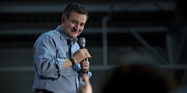 Senator Ted Cruz, a Republican from Texas and 2016 presidential candidate, speaks during a campaign event at the Iowa State Fair Elwell Center in Des Moines, Iowa, U.S., on Sunday, Jan. 31, 2016. Ted Cruzs campaign has quietly shifted its TV attack ads from hitting Donald Trump to hitting Marco Rubio, sparking speculation that he's worried about a late surge by his Florida colleague. Photographer: Andrew Harrer/Bloomberg via Getty Images