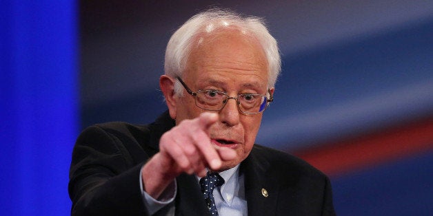 DERRY, NH - FEBRUARY 03: Democratic Presidential candidates Sen. Bernie Sanders (I-VT) speaks during a CNN and the New Hampshire Democratic Party hosted Democratic Presidential Town Hall at the Derry Opera House on February 3, 2016 in Derry, New Hampshire. Democratic and Republican Presidential are stumping for votes throughout New Hampshire leading up to the Presidential Primary on February 9th. (Photo by Joe Raedle/Getty Images)