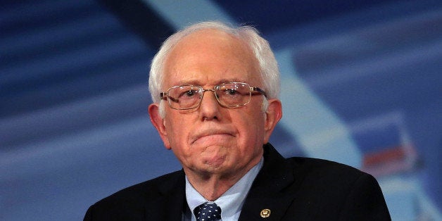 DERRY, NH - FEBRUARY 03: Democratic Presidential candidates Sen. Bernie Sanders (I-VT) looks on during a CNN and the New Ham