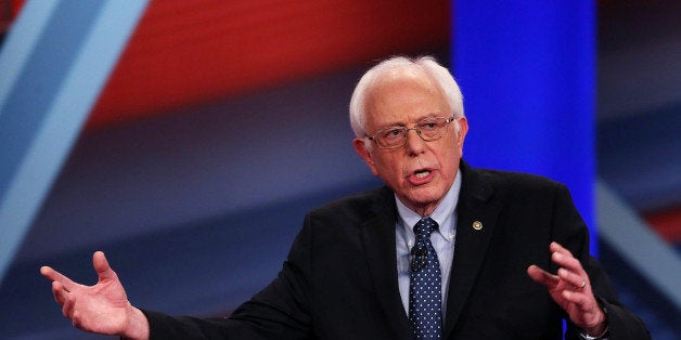 DERRY, NH - FEBRUARY 03: Democratic Presidential candidates Sen. Bernie Sanders (I-VT) speaks during a CNN and the New Hampshire Democratic Party hosted Democratic Presidential Town Hall at the Derry Opera House on February 3, 2016 in Derry, New Hampshire. Democratic and Republican Presidential are stumping for votes throughout New Hampshire leading up to the Presidential Primary on February 9th. (Photo by Joe Raedle/Getty Images)