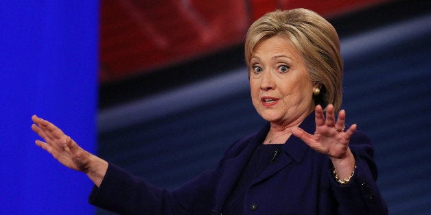 DERRY, NH - FEBRUARY 03: Democratic Presidential candidates Hillary Clinton speaks during a CNN and the New Hampshire Democratic Party hosted Democratic Presidential Town Hall at the Derry Opera House on February 3, 2016 in Derry, New Hampshire. Democratic and Republican Presidential are stumping for votes throughout New Hampshire leading up to the Presidential Primary on February 9th. (Photo by Justin Sullivan/Getty Images)