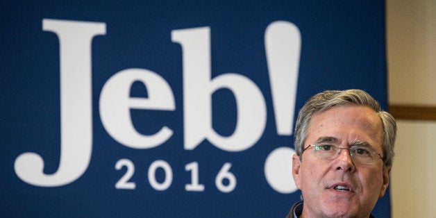 KEENE, NH - FEBRUARY 02: Republican presidential candidate Jeb Bush speaks at a town hall style meeting for employees at C & S Wholesalers on February 2, 2016 in Keene, New Hampshire. Bush is in New Hampshire campaigning ahead of the state's primary on February 9. (Photo by Andrew Burton/Getty Images)