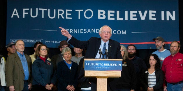 Democratic presidential candidate Sen. Bernie Sanders, I-Vt., speaks during a news conference to discuss the Trans-Pacific Pa