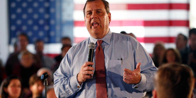 Republican presidential candidate New Jersey Gov. Chris Christie speaks at a town hall-style campaign event at Hampton Academ