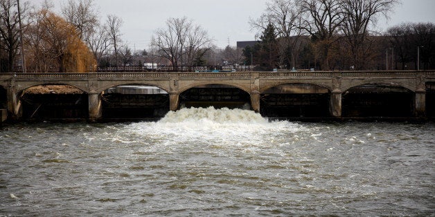 FLINT, MI - FEBRUARY 7: The Flint River is shown on February 7, 2016 in Flint, Michigan. Months ago the city told citizens they could use tap water if they boiled it first, but now say it must be filtered to remove lead. (Photo by Sarah Rice/Getty Images)