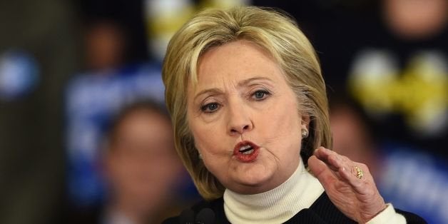 Democratic presidential hopeful Hillary Clinton speaks at her primary night party February 9, 2016 at Southern New Hampshire University in Hooksett, New Hampshire.Clinton, who suffered a deflating if expected defeat to Bernie Sanders, put a brave face on the loss and admitted she had some work to do as the campaign moves south. / AFP / Don EMMERT (Photo credit should read DON EMMERT/AFP/Getty Images)