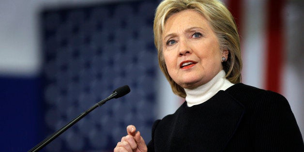 Democratic presidential candidate Hillary Clinton speaks at her first-in-the-nation presidential primary campaign rally, Tuesday, Feb. 9, 2016, in Hooksett, N.H. (AP Photo/Matt Rourke)