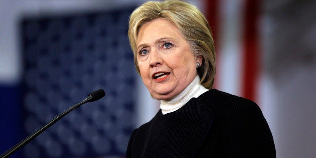 Democratic presidential candidate Hillary Clinton speaks at her first-in-the-nation presidential primary campaign rally, Tuesday, Feb. 9, 2016, in Hooksett, N.H. (AP Photo/Matt Rourke)