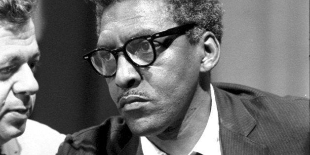 UNSPECIFIED - CIRCA 1754: Bayard Rustin (1912-1987), American civil rights activist. Rustin in the Statler Hotel at a news br