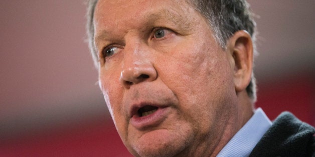 RAYMOND, NH - FEBRUARY 03: Republican presidential candidate Ohio Governor John Kasich speaks at a town hall meeting on February 3, 2016 in Raymond, New Hampshire. Kasich is campaigning in New Hampshire ahead of the primary which will be held on February 9. (Photo by Andrew Burton/Getty Images)