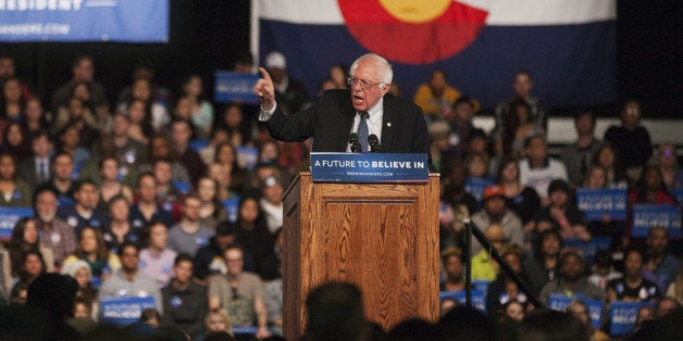Senator Bernie Sanders, an independent from Vermont and 2016 Democratic presidential candidate, speaks during a campaign even