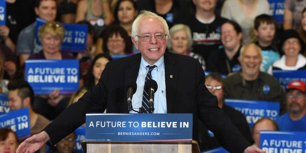 LAS VEGAS, NV - FEBRUARY 14: Democratic presidential candidate Sen. Bernie Sanders (I-VT) speaks during a campaign rally at Bonanza High School on February 14, 2016 in Las Vegas, Nevada. Sanders is challenging Hillary Clinton for the Democratic presidential nomination ahead of Nevada's February 20th Democratic caucus. (Photo by Ethan Miller/Getty Images)