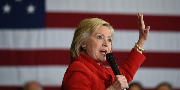 LAS VEGAS, NV - FEBRUARY 14: Democratic presidential candidate Hillary Clinton speaks during a get-out-the-caucus event at t