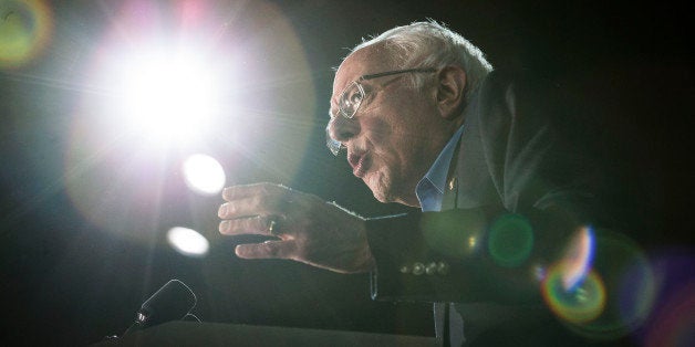 Democratic presidential candidate Sen. Bernie Sanders, I-Vt., speaks during a campaign stop at the University of New Hampshire Whittemore Center Arena, Monday, Feb. 8, 2016, in Durham, N.H. (AP Photo/John Minchillo)