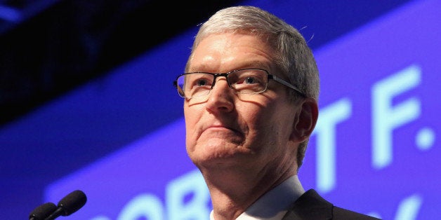 NEW YORK, NY - DECEMBER 08: Apple CEO Tim Cook speaks onstage as Robert F. Kennedy Human Rights hosts The 2015 Ripple Of Hope Awards honoring Congressman John Lewis, Apple CEO Tim Cook, Evercore Co-founder Roger Altman, and UNESCO Ambassador Marianna Vardinoyannis at New York Hilton on December 8, 2015 in New York City. (Photo by Astrid Stawiarz/Getty Images for RFK Human Rights)