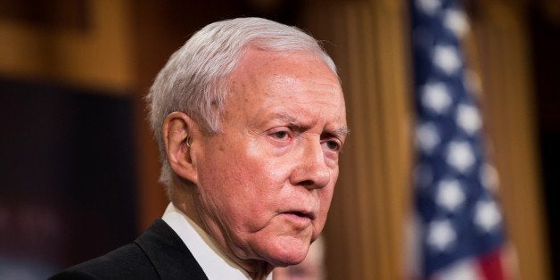 WASHINGTON, USA - FEBRUARY 11: Senator Orrin Hatch speaks during a press conference on the Internet Tax Ban and Customs Report in Washington, USA on February 11, 2016. (Photo by Samuel Corum/Anadolu Agency/Getty Images)