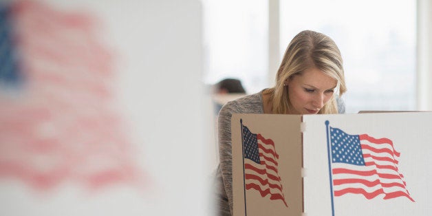 Woman voting on election day