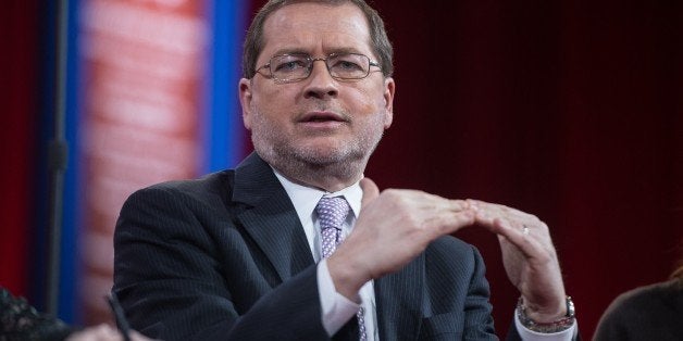 Grover Norquist, founder and president of Americans for Tax Reform, participates in a session on 'Strategic Communication' at the annual Conservative Political Action Conference (CPAC) at National Harbor, Maryland, outside Washington, on February 26, 2015. AFP PHOTO/NICHOLAS KAMM (Photo credit should read NICHOLAS KAMM/AFP/Getty Images)