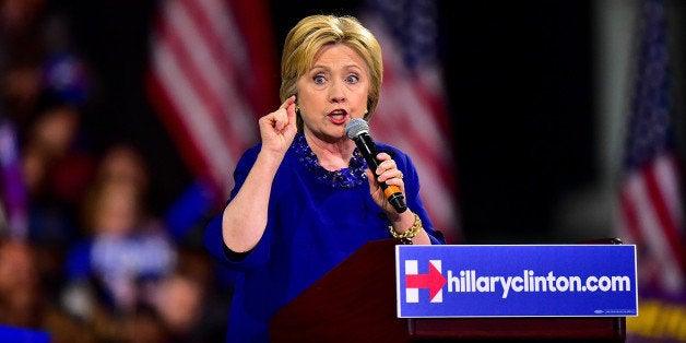 NEW YORK, NY - MARCH 02: Hillary Clinton speaks at Post-Super Tuesday Rally at The Jacob K. Javits Convention Center on Marc