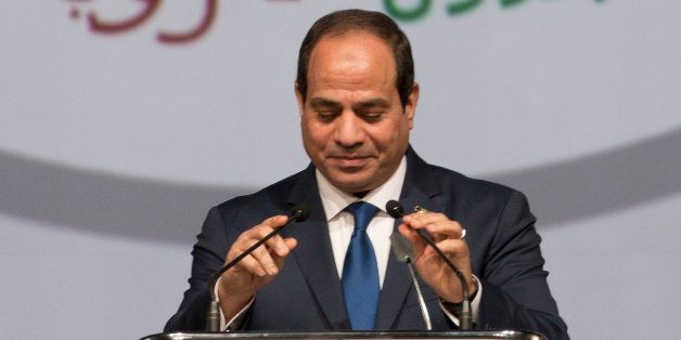 Egyptian President Abdel Fattah Al Sisi prepares to speak during the India Africa Forum Summit in New Delhi, India, Thursday, Oct. 29, 2015. More than 40 African leaders are in New Delhi to attend the IAFS 2015, preceded by meetings of trade and foreign ministers from nearly all 54 African nations, to explore how Indian investment and technology can help a resurgent Africa face its development challenges. (AP Photo/Manish Swarup)