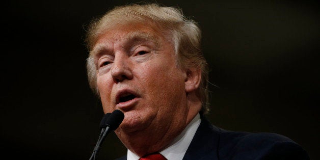 Republican presidential candidate Donald Trump speaks during a campaign stop Friday, Feb. 19, 2016, in North Charleston, S.C. (AP Photo/Matt Rourke)