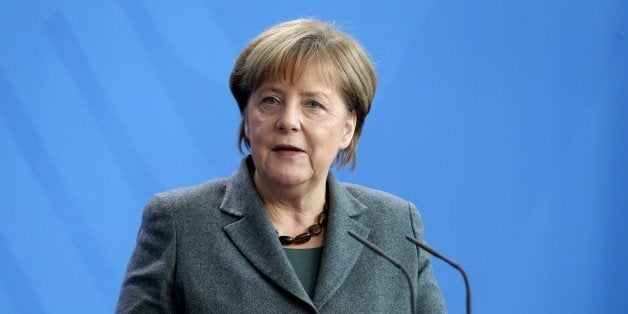 BERLIN, GERMANY - MARCH 1: German Chancellor Angela Merkel delivers a speech during a joint press conference after his meetin