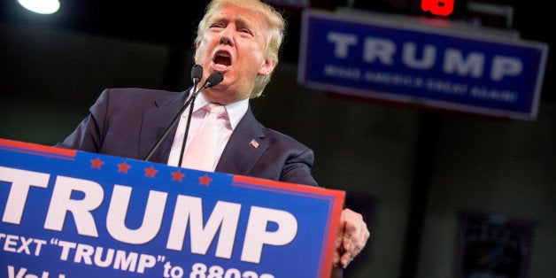 Republican presidential candidate Donald Trump speaks at a rally at Valdosta State University in Valdosta, Ga., Monday, Feb.