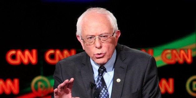 FLINT, MI - MARCH 06: Democratic presidential candidate Senator Bernie Sanders (D-VT) speaks during the CNN Democratic Presidential Primary Debate with candidate Hillary Clinton at the Whiting Auditorium at the Cultural Center Campus on March 6, 2016 in Flint, Michigan. Voters in Michigan will go to the polls March 8 for the state's primary. (Photo by Scott Olson/Getty Images)