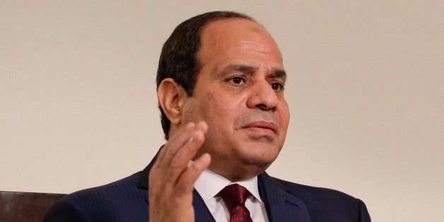 Egyptian President Abdel Fattah el-Sisi answers questions during an interview, Saturday, Sept. 26, 2015, in New York. Sisi di